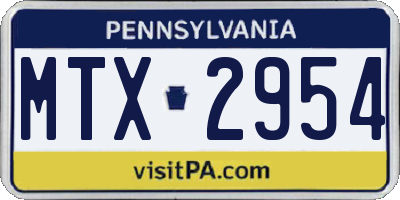 PA license plate MTX2954