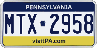 PA license plate MTX2958