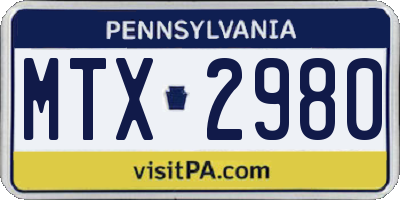 PA license plate MTX2980
