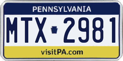 PA license plate MTX2981
