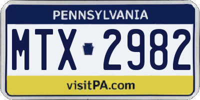 PA license plate MTX2982