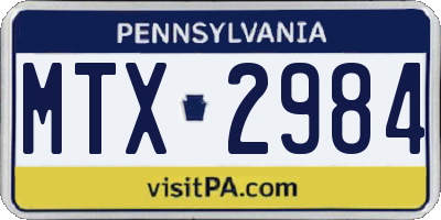 PA license plate MTX2984