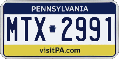 PA license plate MTX2991