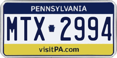 PA license plate MTX2994
