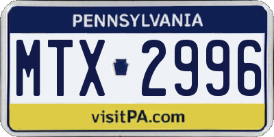 PA license plate MTX2996