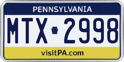 PA license plate MTX2998