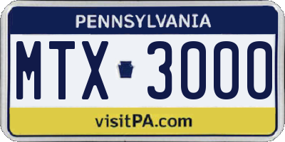 PA license plate MTX3000