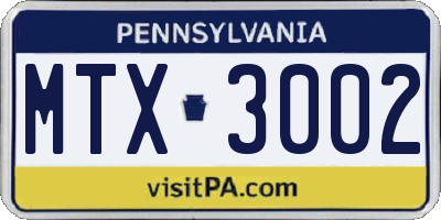 PA license plate MTX3002