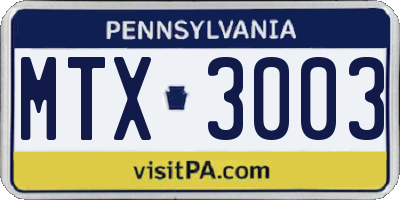 PA license plate MTX3003