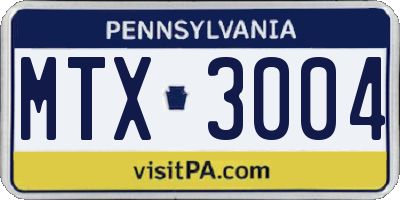 PA license plate MTX3004