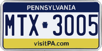 PA license plate MTX3005