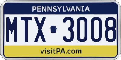 PA license plate MTX3008