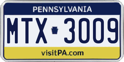 PA license plate MTX3009