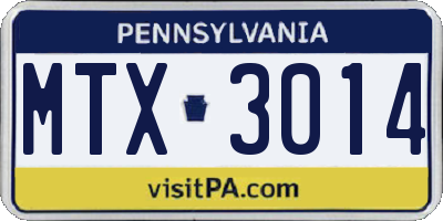PA license plate MTX3014