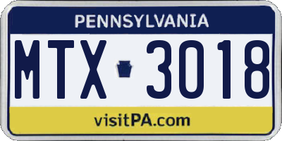 PA license plate MTX3018