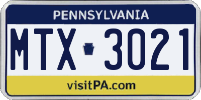 PA license plate MTX3021