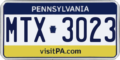 PA license plate MTX3023
