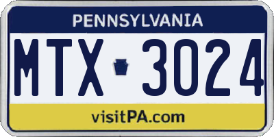 PA license plate MTX3024