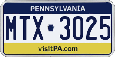 PA license plate MTX3025