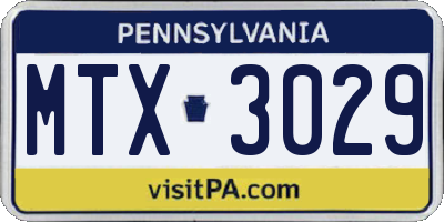 PA license plate MTX3029