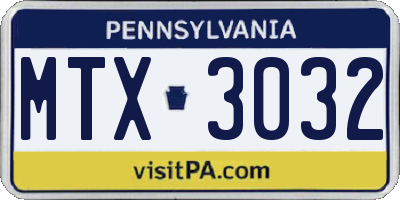 PA license plate MTX3032