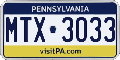PA license plate MTX3033