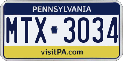 PA license plate MTX3034