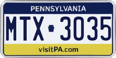 PA license plate MTX3035