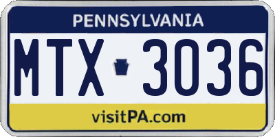 PA license plate MTX3036