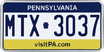 PA license plate MTX3037