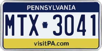 PA license plate MTX3041