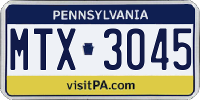 PA license plate MTX3045