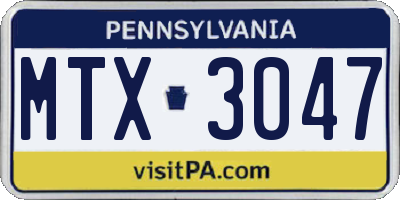 PA license plate MTX3047