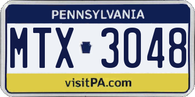 PA license plate MTX3048