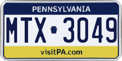 PA license plate MTX3049