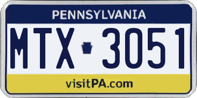 PA license plate MTX3051