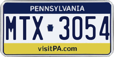 PA license plate MTX3054