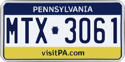 PA license plate MTX3061