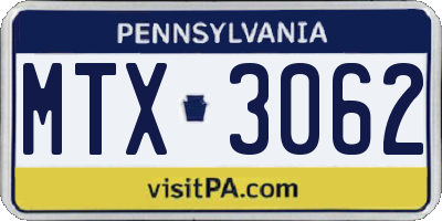 PA license plate MTX3062
