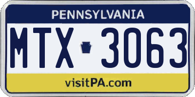 PA license plate MTX3063