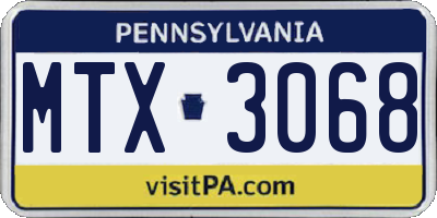 PA license plate MTX3068