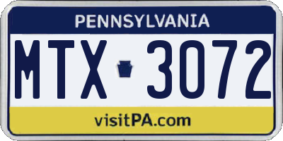 PA license plate MTX3072