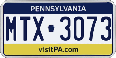 PA license plate MTX3073