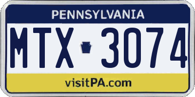 PA license plate MTX3074