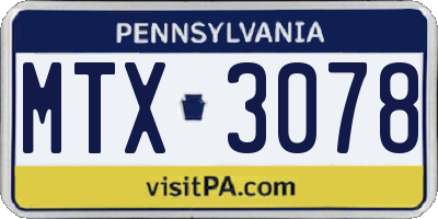 PA license plate MTX3078