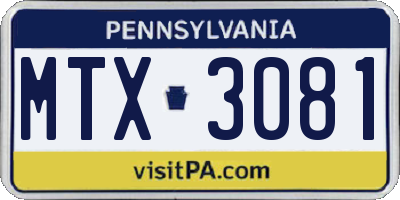 PA license plate MTX3081