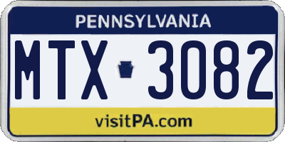 PA license plate MTX3082
