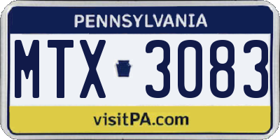 PA license plate MTX3083