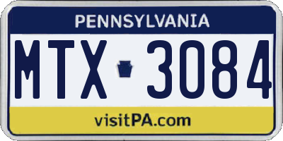 PA license plate MTX3084