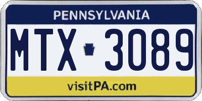 PA license plate MTX3089